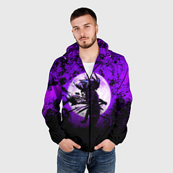 Ветровка с капюшоном мужская Самурай при луне, цвет: 3D-черный — фото 2
