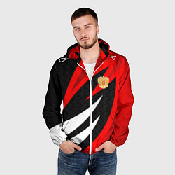 Ветровка с капюшоном мужская Россия - красный спорт, цвет: 3D-белый — фото 2