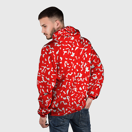 Мужская ветровка Красный яркий камуфляж / 3D-Белый – фото 4