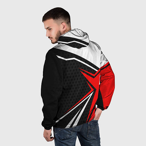 Мужская ветровка Герб России - красный спортивный / 3D-Белый – фото 4