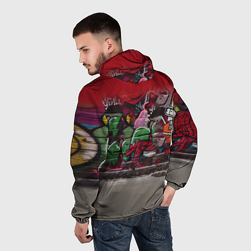 Мужская ветровка Bender bending robot and Fry - ai art graffiti / 3D-Белый – фото 4