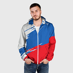 Ветровка с капюшоном мужская Белый Синий Красный, цвет: 3D-белый — фото 2