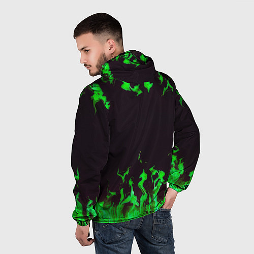 Мужская ветровка Doom зелёный огонь / 3D-Белый – фото 4