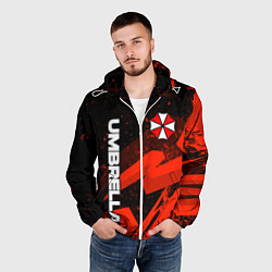 Ветровка с капюшоном мужская Umbrella corp - красный, цвет: 3D-белый — фото 2