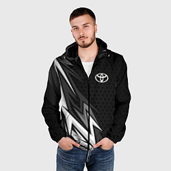 Ветровка с капюшоном мужская Toyota - монохром, цвет: 3D-черный — фото 2