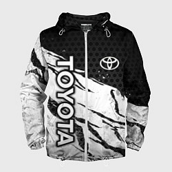 Ветровка с капюшоном мужская Toyota - черный и белый, цвет: 3D-белый