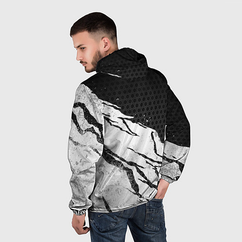 Мужская ветровка Россия - черно-белый герб / 3D-Белый – фото 4