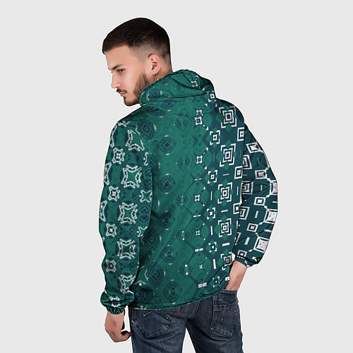 Мужская ветровка Изумрудные узоры / 3D-Белый – фото 4