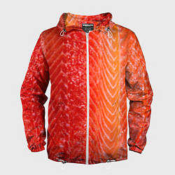 Ветровка с капюшоном мужская Лосось филе текстура, цвет: 3D-белый