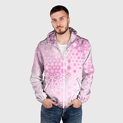 Ветровка с капюшоном мужская Розовая метаморфоза, цвет: 3D-белый — фото 2