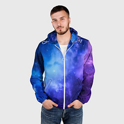 Ветровка с капюшоном мужская Неоновый яркий космос, цвет: 3D-белый — фото 2