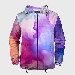 Ветровка с капюшоном мужская Цветная дымка, цвет: 3D-черный