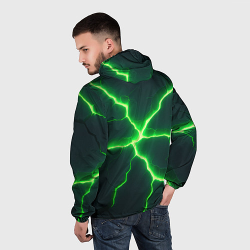 Мужская ветровка Зеленый неон из плит / 3D-Белый – фото 4