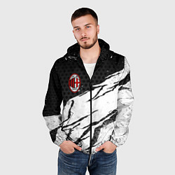 Ветровка с капюшоном мужская ФК Милан - белый затёртый, цвет: 3D-черный — фото 2