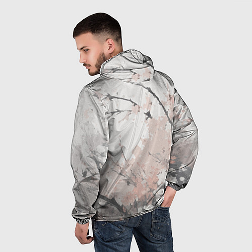 Мужская ветровка Цветущее дерево абстракция / 3D-Белый – фото 4
