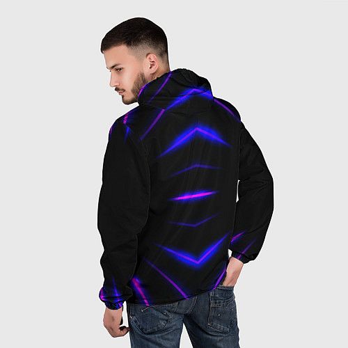 Мужская ветровка Color black neon stripes / 3D-Белый – фото 4