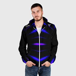 Ветровка с капюшоном мужская Color black neon stripes, цвет: 3D-белый — фото 2