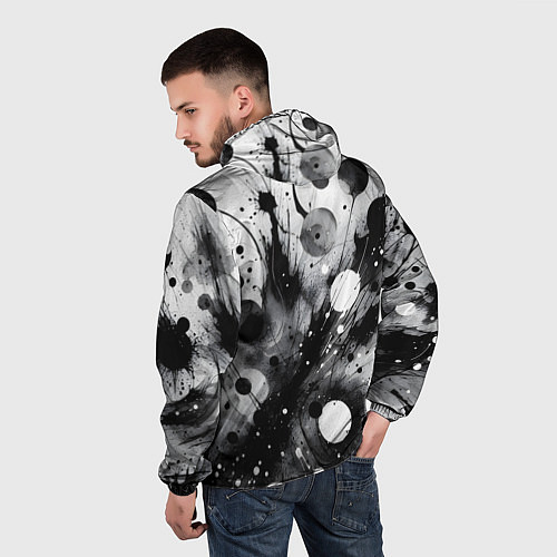 Мужская ветровка Абстрактная чёрно-белая композиция / 3D-Белый – фото 4
