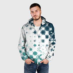 Ветровка с капюшоном мужская Узорчатые пятна по диагонали, цвет: 3D-белый — фото 2