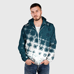 Ветровка с капюшоном мужская Узорчатая текстура сине-белая, цвет: 3D-белый — фото 2