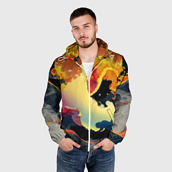 Ветровка с капюшоном мужская Завораживающее пламя, цвет: 3D-белый — фото 2