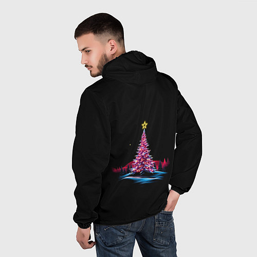 Мужская ветровка New year eve in the forest / 3D-Белый – фото 4