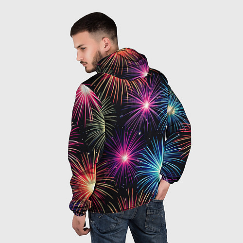 Мужская ветровка Стилизованный праздничный салют / 3D-Черный – фото 4