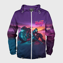 Ветровка с капюшоном мужская Venom near his motorcycle - ai art fantasy, цвет: 3D-белый