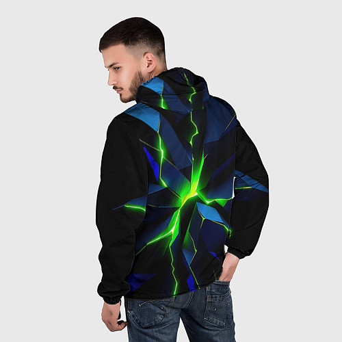 Мужская ветровка Neon green glow / 3D-Белый – фото 4