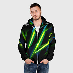 Ветровка с капюшоном мужская Geometric neon, цвет: 3D-белый — фото 2