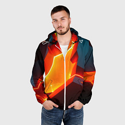 Ветровка с капюшоном мужская Neon orange, цвет: 3D-белый — фото 2