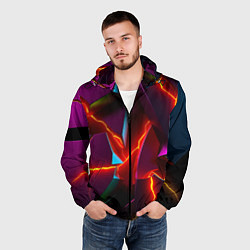 Ветровка с капюшоном мужская Fractures multicolored tiles, цвет: 3D-черный — фото 2