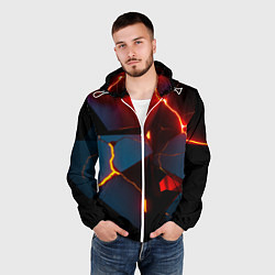 Ветровка с капюшоном мужская Orange rift, цвет: 3D-белый — фото 2
