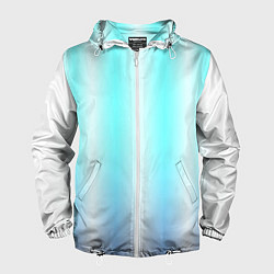 Ветровка с капюшоном мужская Neon white blue lines, цвет: 3D-белый