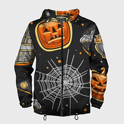 Ветровка с капюшоном мужская Атмосфера хэллоуина, цвет: 3D-черный