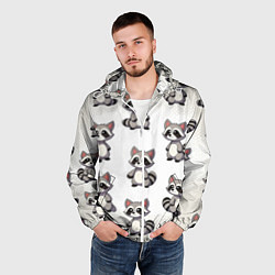 Ветровка с капюшоном мужская Много енотов, цвет: 3D-белый — фото 2
