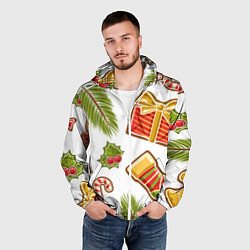 Ветровка с капюшоном мужская Рождественский вайб, цвет: 3D-белый — фото 2