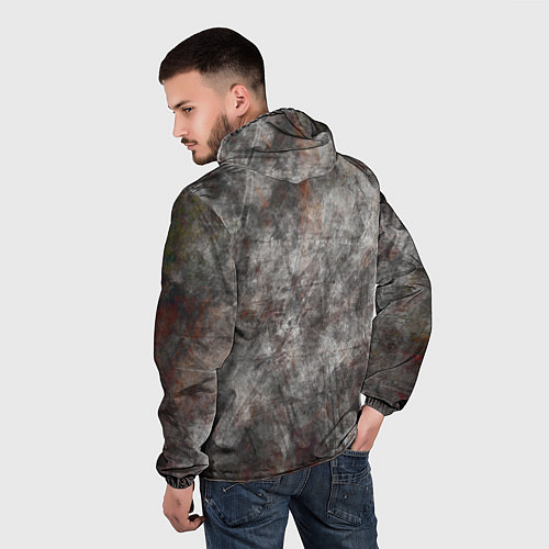 Мужская ветровка Абстракция - gray stone / 3D-Белый – фото 4