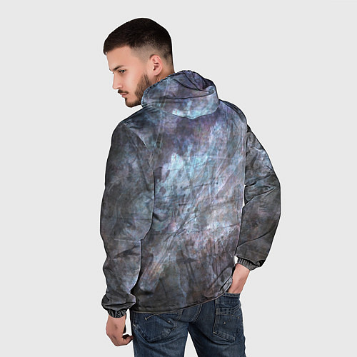 Мужская ветровка Абстракция - gray-blue hurricane / 3D-Белый – фото 4