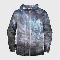 Ветровка с капюшоном мужская Абстракция - gray-blue hurricane, цвет: 3D-белый