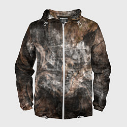 Ветровка с капюшоном мужская Абстракция - brown darkness, цвет: 3D-белый