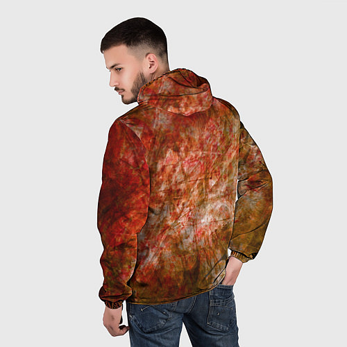 Мужская ветровка Абстракция - bright red / 3D-Белый – фото 4