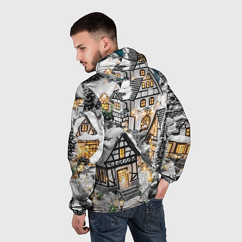 Мужская ветровка Объемные новогодние дома / 3D-Белый – фото 4