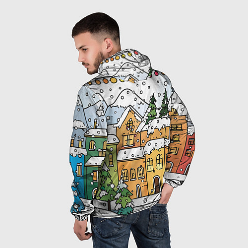 Мужская ветровка Новогодний снегопад / 3D-Белый – фото 4