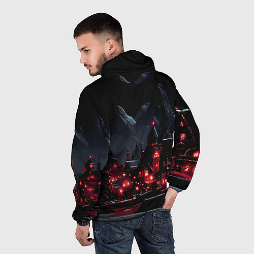 Мужская ветровка Новогодняя ночь и красные гирлянды / 3D-Белый – фото 4