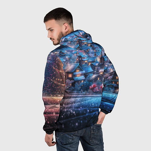 Мужская ветровка Новогодний двор в блестках / 3D-Белый – фото 4