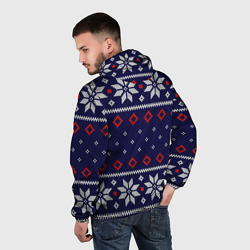 Мужская ветровка Вязаный новогодний узор / 3D-Белый – фото 4