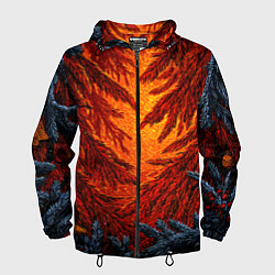 Ветровка с капюшоном мужская Новогодние ветки елок, цвет: 3D-черный