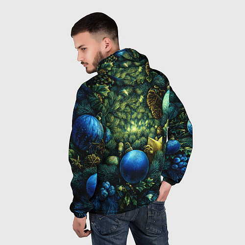 Мужская ветровка Новогодние шарики на елке / 3D-Белый – фото 4