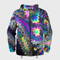 Ветровка с капюшоном мужская Абстракция переливы, цвет: 3D-черный